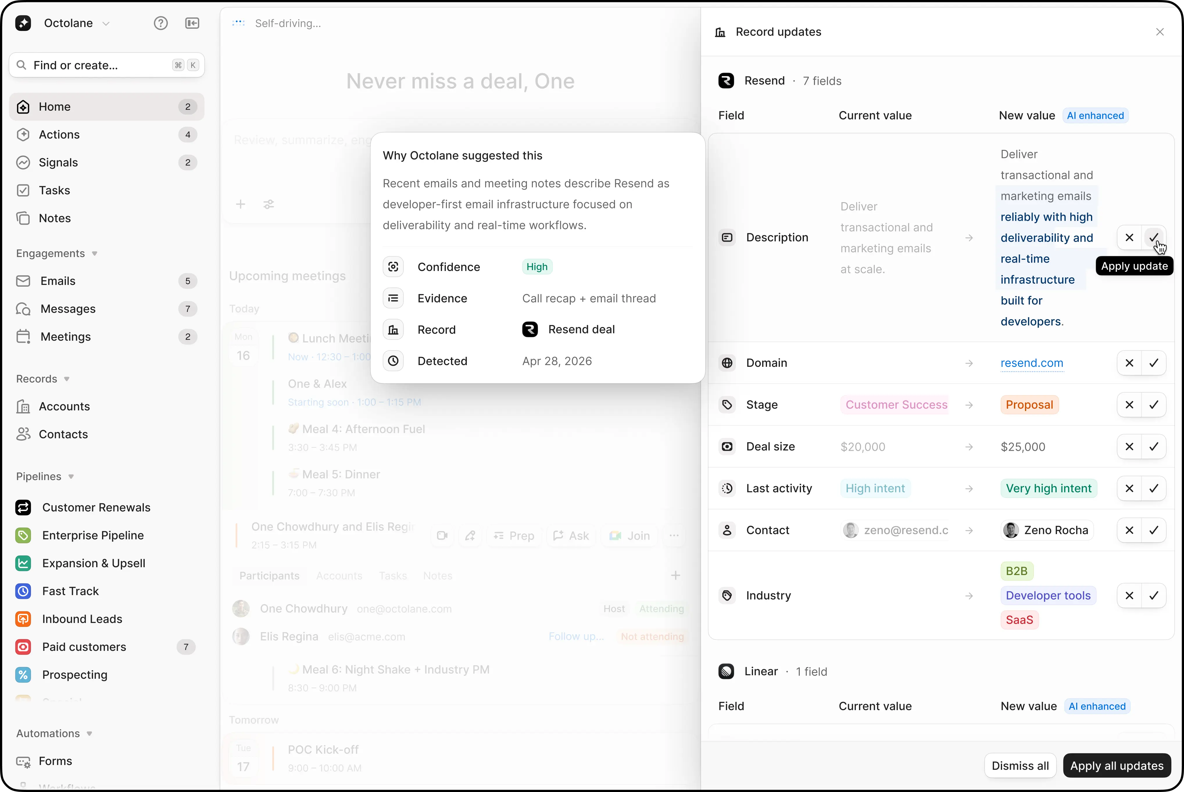 Auto CRM update screenshot