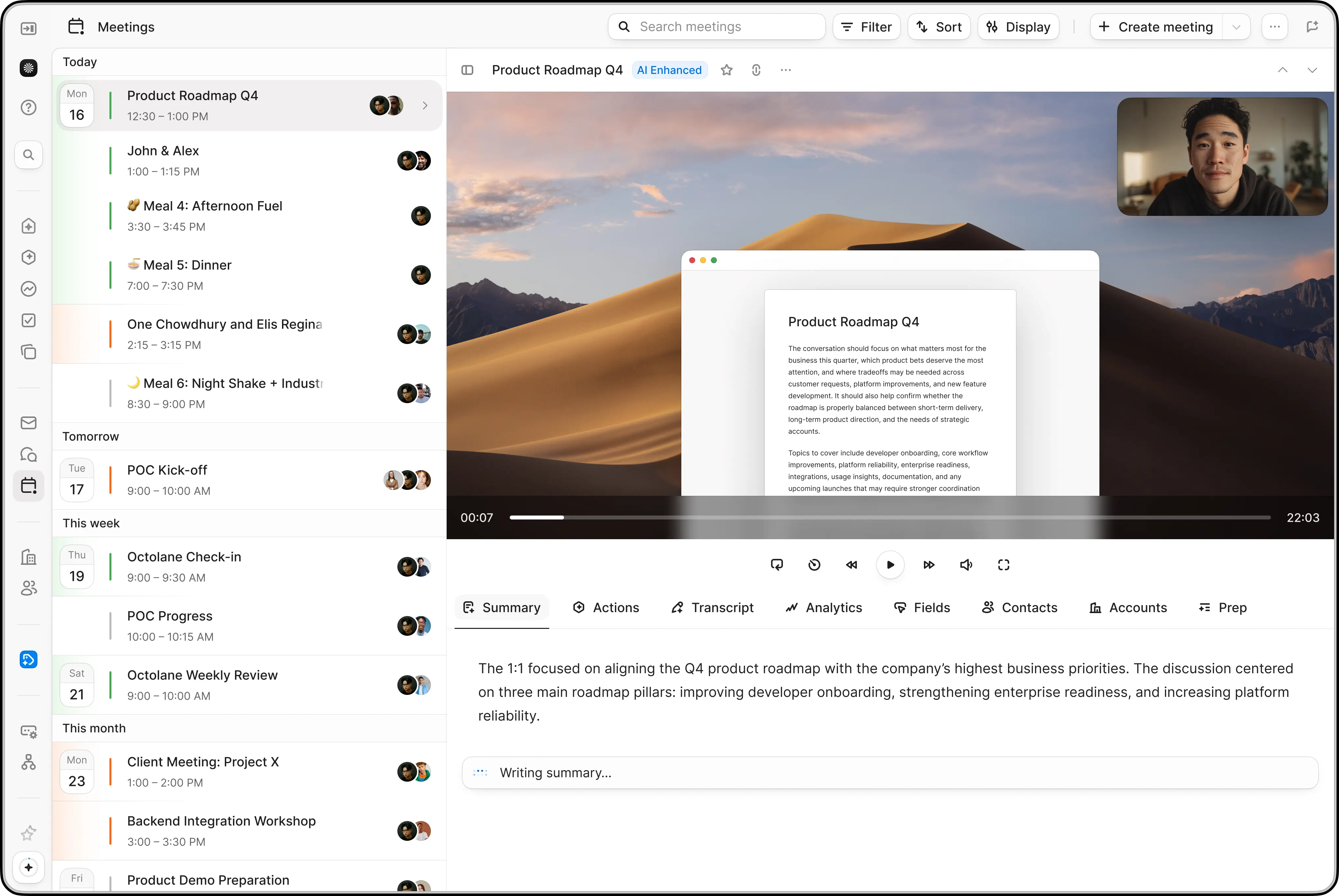 Meeting recording screenshot